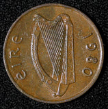 Ireland Republic Bronze 1980 1 Penny KM# 20 (28 655)