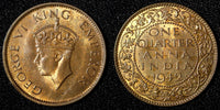 India-British George VI 1942 (B) 1/4 Anna Short Trefoils ch.UNC KM# 531 (221)