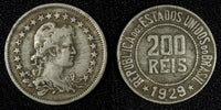 BRAZIL Copper-Nickel 1929 200 Reis Liberty 25mm KM# 519 (27 799)