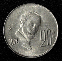 Mexico Copper-Nickel 1976 Mo  20 Centavos  KM# 442 (27 852)