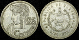 Guatemala Silver 1955 25 Centavos Mintage-408,574 27mm KM# 258 (24 643)
