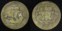 Portugal  Silver 1933 5 Escudos 28.4mm Ship KM# 581 (27 965)