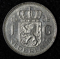 Netherlands Juliana Nickel  1968 1 Gulden 25 mm Royal Dutch KM# 184a  (27 939)