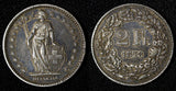 Switzerland Silver 1878 B  2 Francs Helvetia Better Date Toned KM# 21 (28 488)