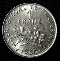 FRANCE Nickel 1960 1 Franc UNC KM# 925.1 (27 743)