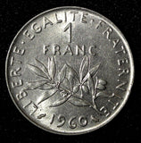 FRANCE Nickel 1960 1 Franc UNC KM# 925.1 (27 743)