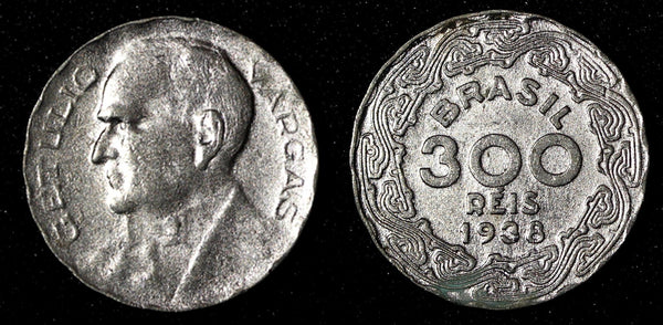 BRAZIL Copper-Nickel 1938 300 Reis Getúlio Dornelles Vargas KM# 546 (27 652)