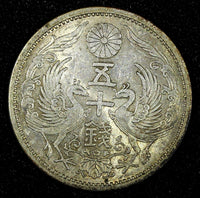 JAPAN Shōwa Silver Year 9 (1934)  50 Sen Nice Toned Y# 50 ( 27 245)