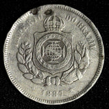 BRAZIL Pedro II Copper-Nickel 1887 100 Reis  KM# 483 (28 279)