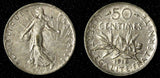 FRANCE Silver 1918 50 Centimes KM# 854   (28 501)