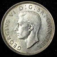 GREAT BRITAIN George VI Silver 1944 1 Shilling Scottish crest aUNC KM# 854 (170)