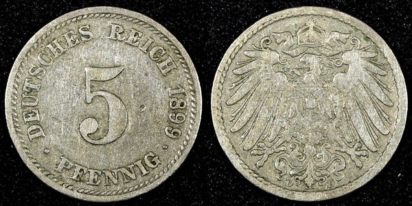 Germany - Empire Wilhelm II  1899 D 5 Pfennig Munich Mint KM# 11 (26 747)