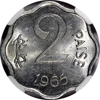 India-Republic 1965 (C) 2 Paise NGC MS63 ONLY ONE GRADED HIGHEST KM# 13.1 (33)