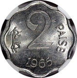 India-Republic 1965 (C) 2 Paise NGC MS63 ONLY ONE GRADED HIGHEST KM# 13.1 (33)