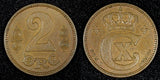 DENMARK Christian X Bronze 1923 2 Øre Last Year Type aUNC KM# 813.2 (27 228)