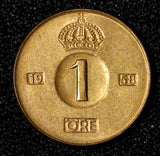 Sweden Gustaf VI Adolf Bronze 1958 TS 1 Ore GEM BU Toned KM# 820 (30 216)