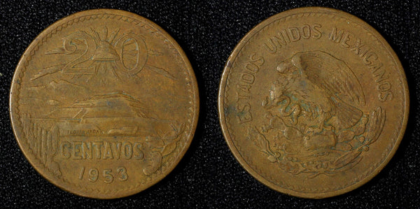 Mexico ESTADOS UNIDOS MEXICANOS Bronze 1953 20 Centavos KM# 439 (27 573)