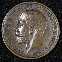 Great Britain George V  Bronze 1912 Farthing Dark Mint Finish KM# 808.1  ( 00)