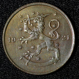 Finland Copper 1921 10 Penniä 22 mm KM# 24 (28 639)