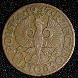 POLAND Bronze 1937 W 5 Groszy Y# 10a (28 083)