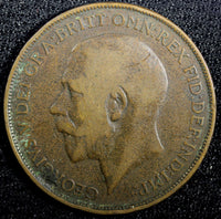 Great Britain George V Bronze 1913 1 Penny KM# 810 (23 598)