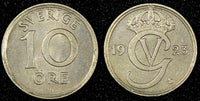 Sweden Gustaf V Nickel-Bronze 1923 W 10 Öre  KM# 795 (28 160)