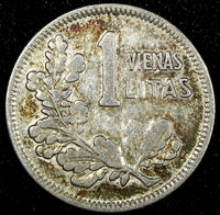 LITHUANIA Silver 1925 1 Litas Toning KM# 76 (25 119)