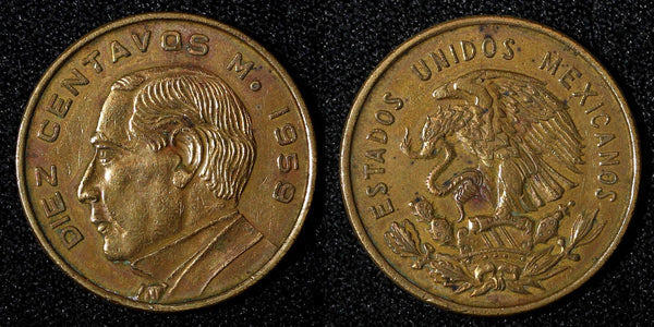 Mexico Brass 1959 10 Centavos Benito Juárez KM# 433 (27 856)