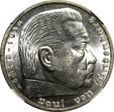 Germany - Third Reich Silver 1936 A 5 Reichsmark Berlin Mint NGC MS62 KM# 86(38)