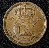 Denmark Christian X Bronze 1915 VBP; GJ 2 Ore UNC KM# 813.1 (27 692)