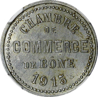 ALGERIA  1915 5 Centimes Token Bone Chamber of Commerce NGC UNC DETAILS KM# TnC1