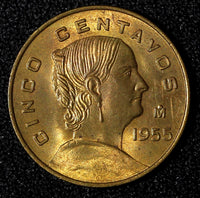 Mexico ESTADOS UNIDOS MEXICANOS 1955 5 Centavos Better Date UNC KM# 426 (28 001)