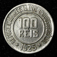 BRAZIL Copper-Nickel 1925 100 Reis Rio de Janeiro Mint KM# 518 (27 595)