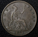 Great Britain Victoria (1837-1901) Bronze 1892 1 Penny KM# 755 (28 408)