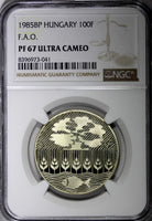 HUNGARY 1985 BP 100 Forint 40th Anniver of FAO NGC PF67 ULTRA CAMEO KM# 654 (1)