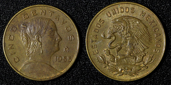 Mexico ESTADOS UNIDOS MEXICANOS 1955 5 Centavos Better Date KM# 426 (28 008)