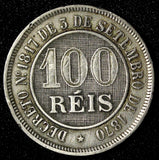 BRAZIL Pedro II Copper-Nickel 1886 100 Reis 1st Year for Type KM# 483 (28 278)