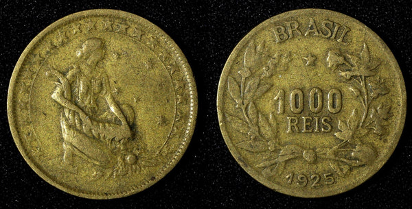 Brazil Aluminum-Bronze 1925 1000 Reis KM# 525 (27 615)