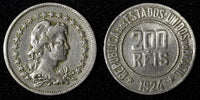 BRAZIL Copper-Nickel 1924 200 Reis Liberty 25mm KM# 519 (27 803)
