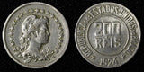BRAZIL Copper-Nickel 1924 200 Reis Liberty 25mm KM# 519 (27 803)