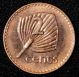 Fiji  Elizabeth II 2001 2 Cents Palm fan UNC KM# 50a RANDOM PICK (1 C) (984)