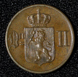 NORWAY Oscar II Bronze 1899 1 ORE Norwegian Lion XF-aUNC KM# 352 (30 092)