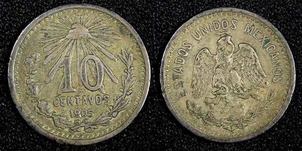 Mexico ESTADOS UNIDOS MEXICANOS Silver 1905 M 10 Centavos 1st Year KM# 428 (297)