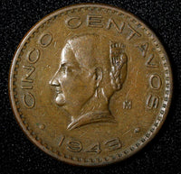 Mexico Bronze 1943 5 Centavos Josefa Ortiz de Domínguez KM# 424 (27 432)