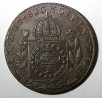 BRAZIL Pedro I Copper 1828 B 80 Reis Nice Brown Bahia Mint 40 mm KM# 366.2 (451)