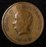 Mexico Bronze 1945 5 Centavos Josefa Ortiz de Domínguez KM# 424 (27 426)