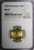 INDONESIA 1998 100 Rupiah Buffalo Racing NGC MS67 GEM BU KM# 53 (10)