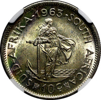South Africa Silver 1963 10 Cents Jan van Riebeeck NGC MS63 GEM BU KM# 60 (041)