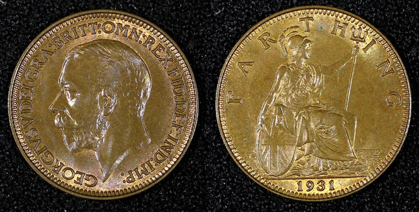 Great Britain George V Bronze 1931 Farthing UNC KM# 825 (27 982)