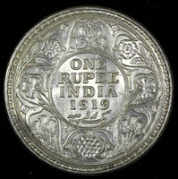 India-British George V Silver 1919 (C) Rupee Calcutta Mint KM# 524 (27 323)